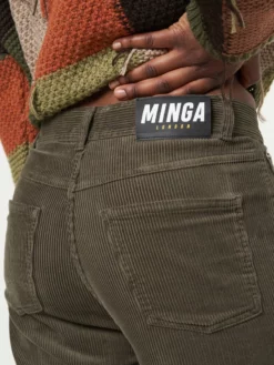 Minga London Forest Green Corduroy Straight Leg Pants Clothing
