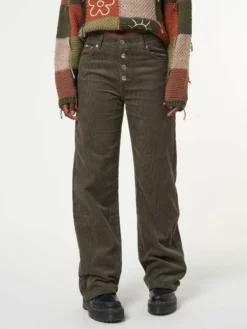 Minga London Forest Green Corduroy Straight Leg Pants Clothing