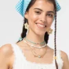 Minga London Sky Blue Gingham Head Scarf Accessories
