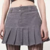 Minga London Clothing Grey Corduroy Pleated Mini Skirt
