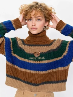 Minga London Honey Bear Knitted Striped Jumper Clothing