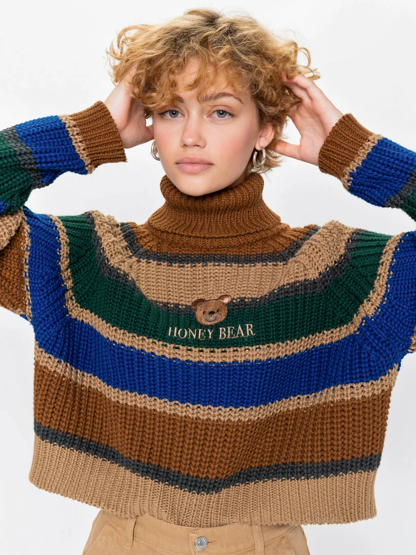 Minga London Honey Bear Knitted Striped Jumper Clothing