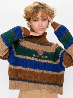 Minga London Honey Bear Knitted Striped Jumper Clothing