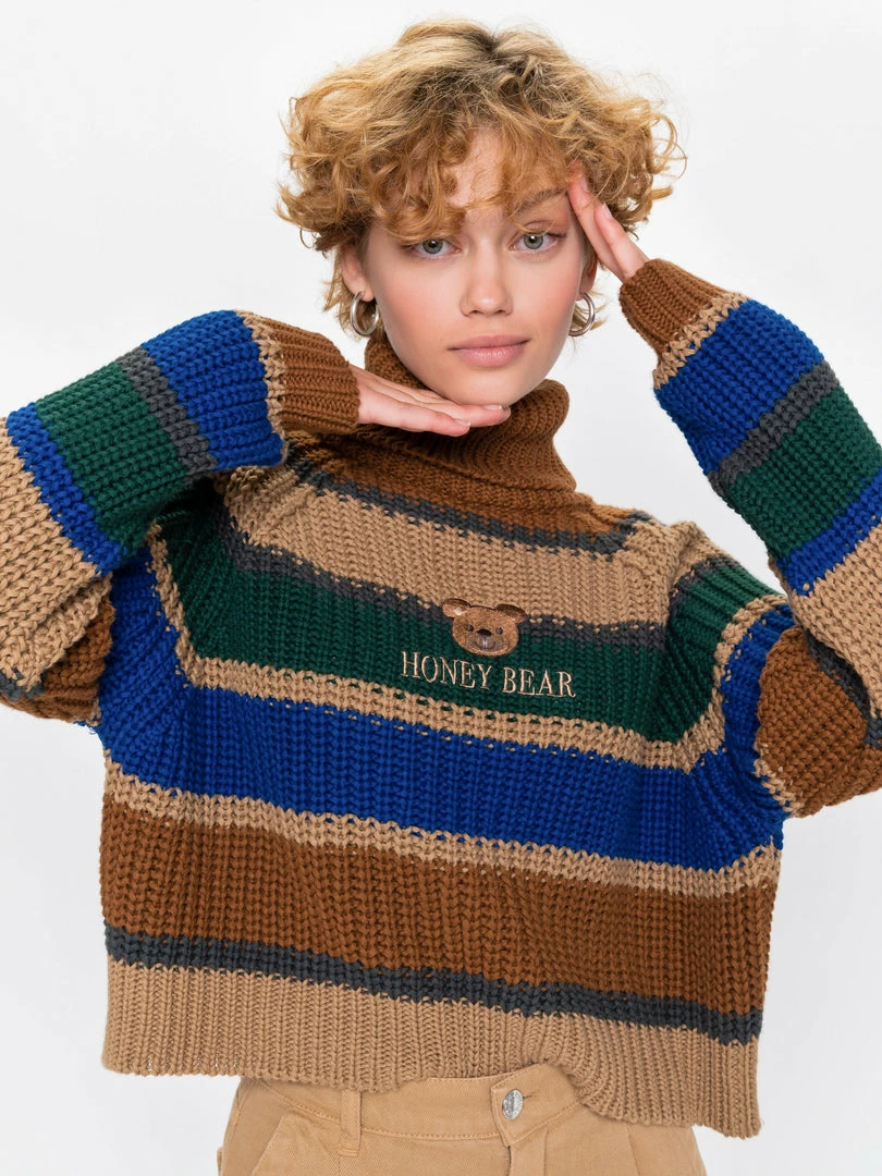 Minga London Honey Bear Knitted Striped Jumper Clothing