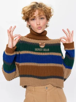 Minga London Honey Bear Knitted Striped Jumper Clothing