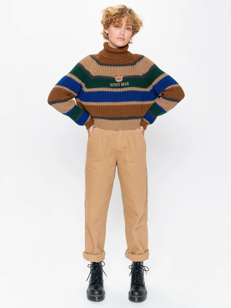 Minga London Honey Bear Knitted Striped Jumper Clothing