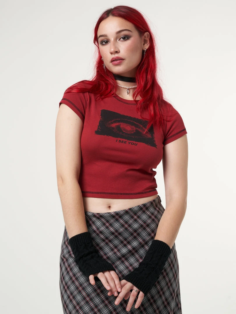 Minga London I See You Eye Graphic Crop Tee