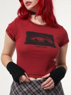 Minga London I See You Eye Graphic Crop Tee