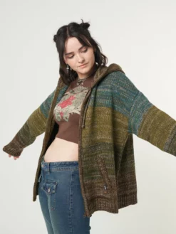 Minga London Iris Zip Up Hood Knit Cardigan