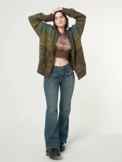 Minga London Jade Overdye Front Pocket Flare Jeans Most Wanted