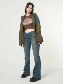 Minga London Jade Overdye Front Pocket Flare Jeans Most Wanted