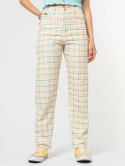 Minga London Joy Check Denim Mom Jeans Clothing