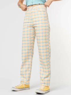 Minga London Joy Check Denim Mom Jeans Clothing