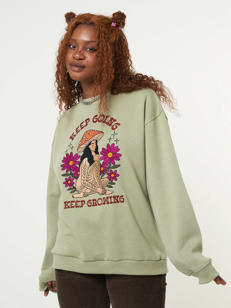 Minga London Keep Growing Mushroom Girl Sweater Clothing