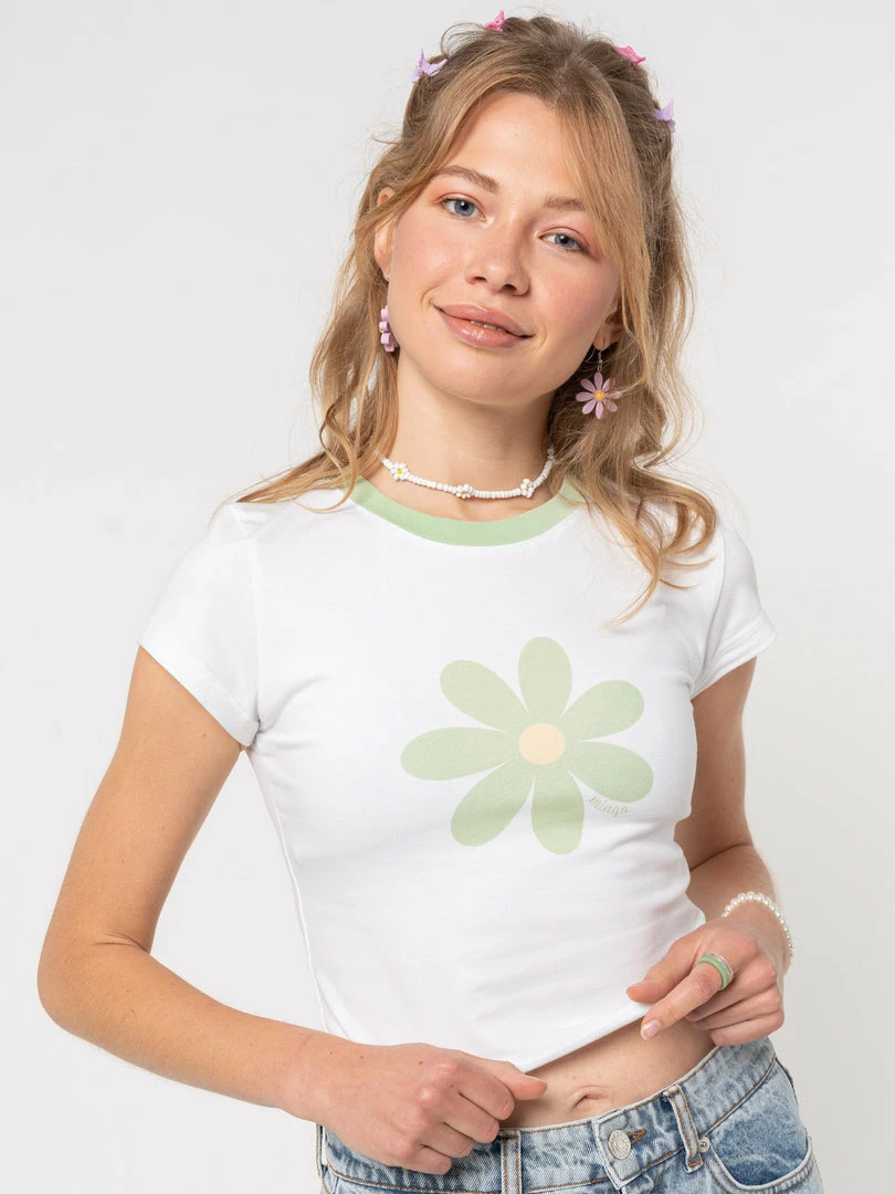 Minga London Clothing La Fleur Verte Crop Tee