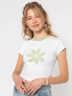 Minga London Clothing La Fleur Verte Crop Tee