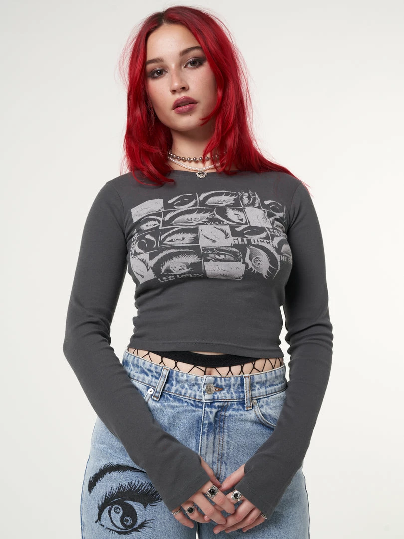 Minga London Most Wanted Lex Yeux Graphic Crop Top