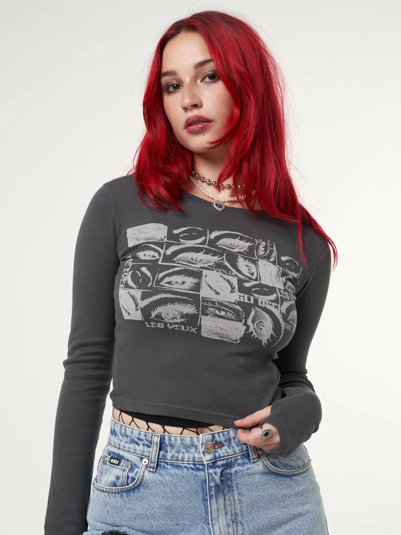Minga London Most Wanted Lex Yeux Graphic Crop Top
