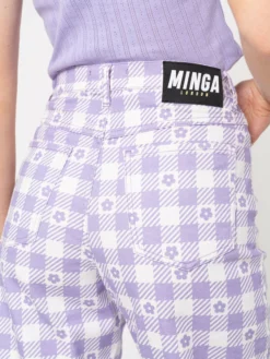 Minga London Clothing Floral Gingham Lilac Check Mom Jeans