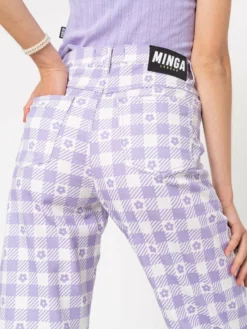 Minga London Clothing Floral Gingham Lilac Check Mom Jeans