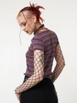 Minga London Most Wanted Lily Striped Tie Front Crop Top