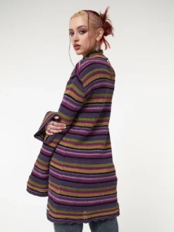 Minga London Most Wanted Luna Striped Tie Front Knit Cardigan