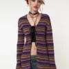 Minga London Most Wanted Luna Striped Tie Front Knit Cardigan