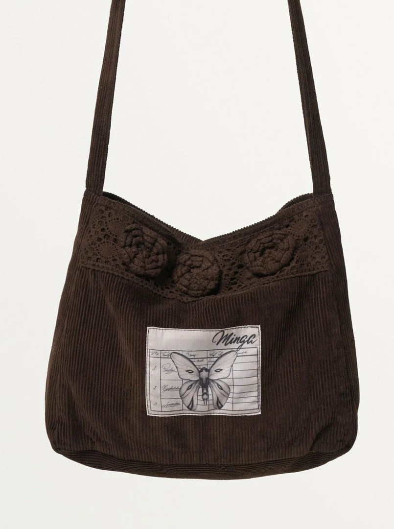 Minga London Most Wanted Melody Crochet Corduroy Crossbody Bag