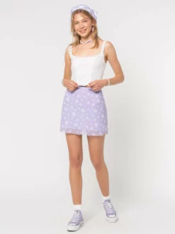 Minga London Clothing Flower Girl Lilac Mini Skirt