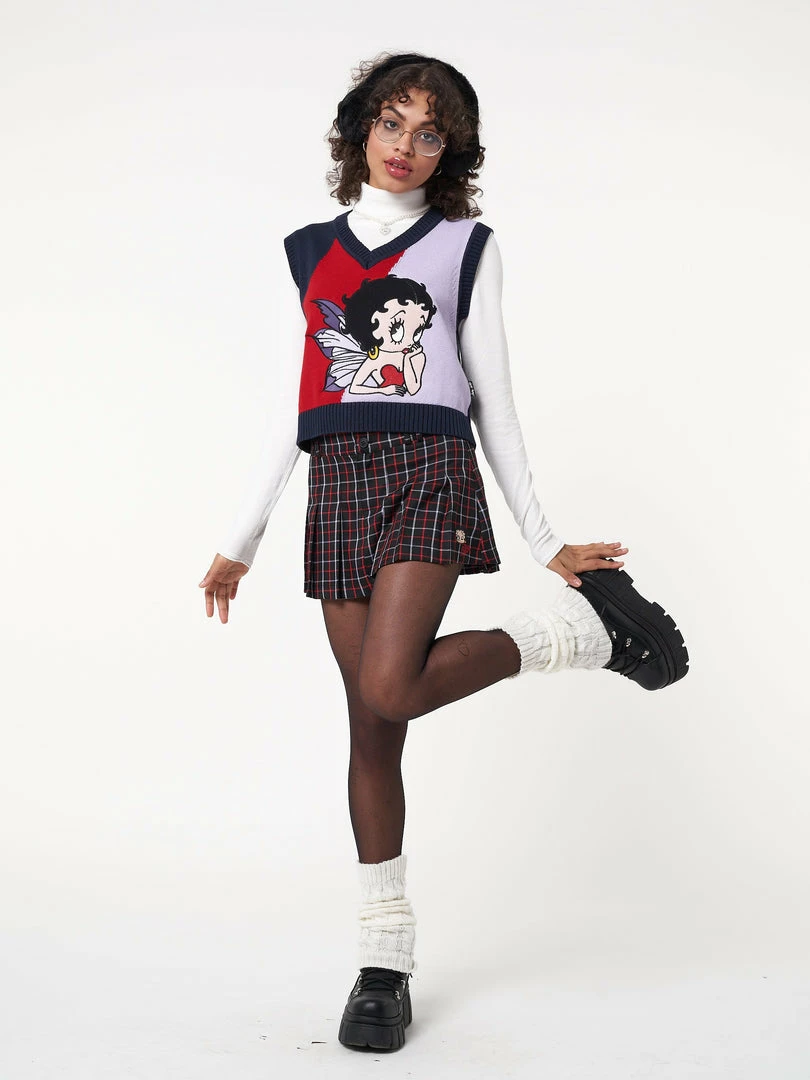 Minga London Minga X Betty Boop Plaid Mini Skirt Clothing