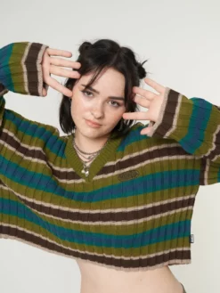 Minga London Moss Striped Knit Jumper