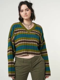 Minga London Moss Striped Knit Jumper