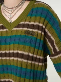 Minga London Moss Striped Knit Jumper