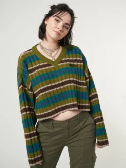 Minga London Moss Striped Knit Jumper