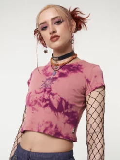 Minga London Clothing Mystic Sun Tie Dye Crop T-Shirt