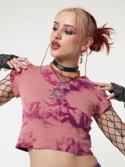 Minga London Clothing Mystic Sun Tie Dye Crop T-Shirt