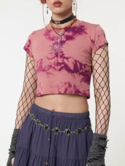 Minga London Clothing Mystic Sun Tie Dye Crop T-Shirt