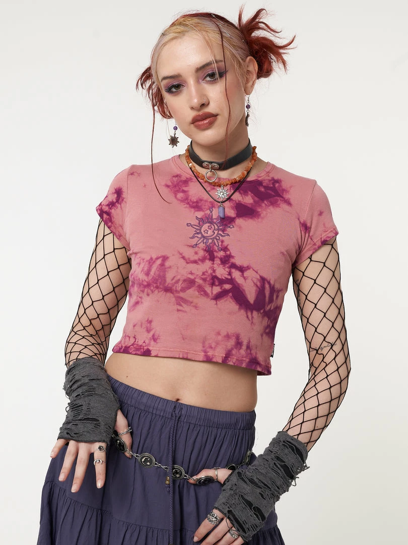 Minga London Clothing Mystic Sun Tie Dye Crop T-Shirt