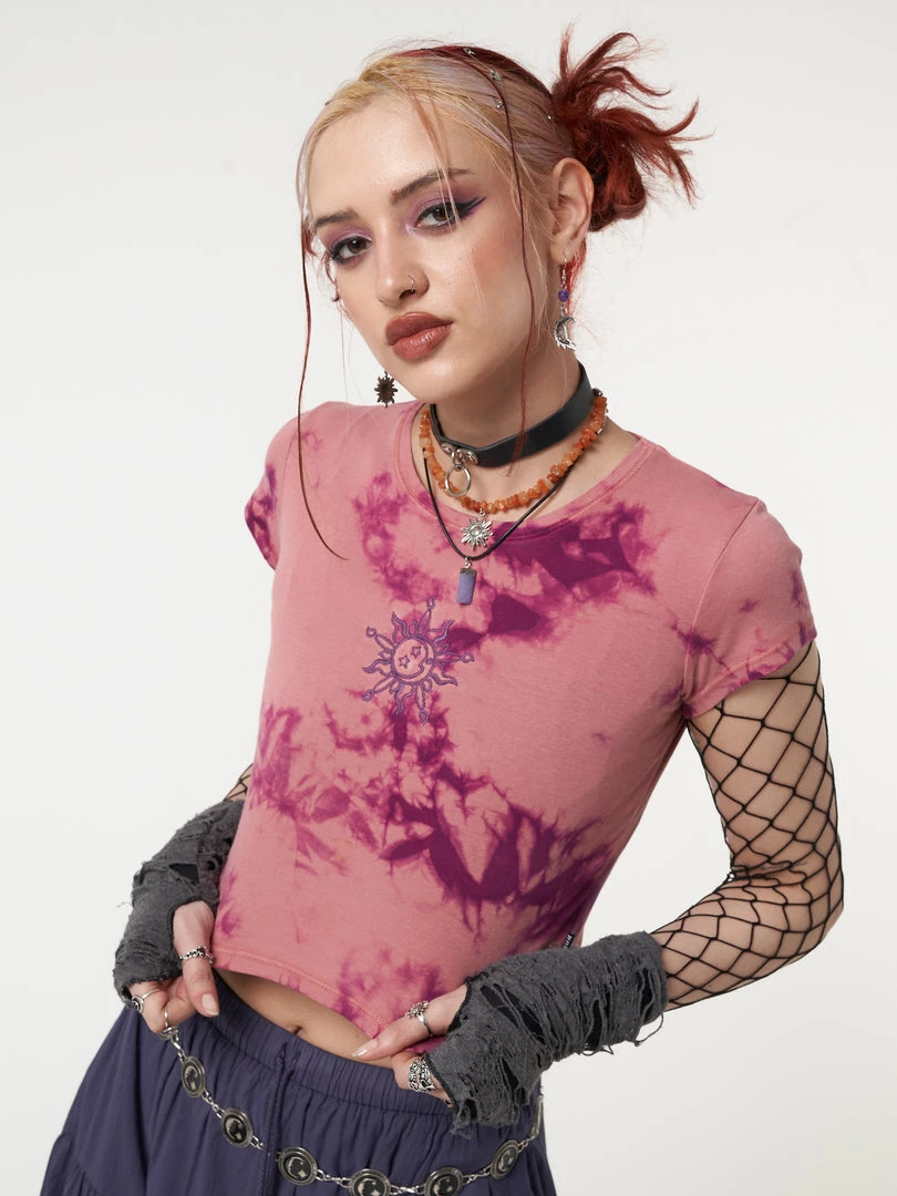 Minga London Clothing Mystic Sun Tie Dye Crop T-Shirt