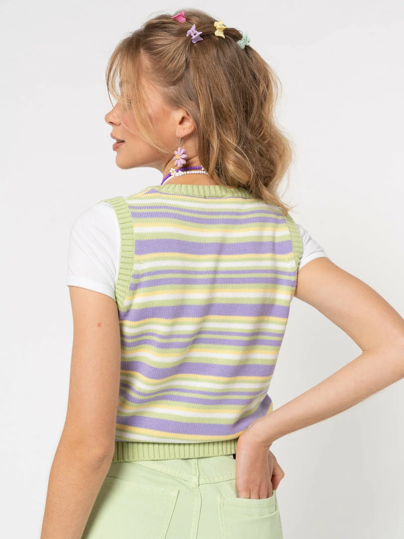 Minga London Pastel Striped Knit Sweater Vest Clothing
