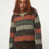 Minga London Pixie Striped Zip Up Hood Knit Cardigan