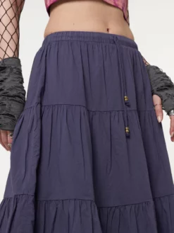 Minga London Purple Mist Ruffle Lace Midi Skirt Most Wanted