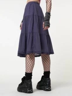Minga London Purple Mist Ruffle Lace Midi Skirt Most Wanted