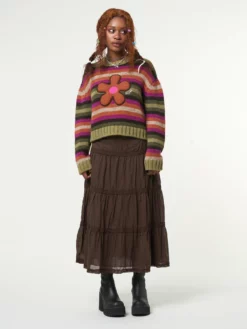 Minga London Retro Flower Striped Knit Jumper