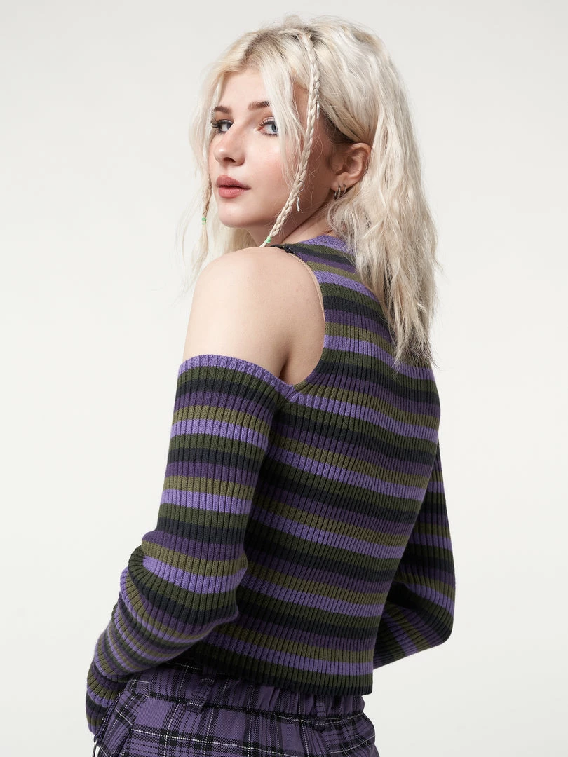 Minga London Secret Mushroom Striped Cut Out Top