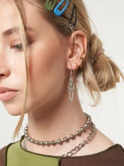 Minga London Clothing Skeleton Drop Earrings