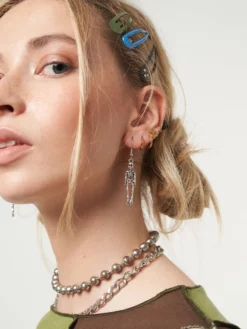 Minga London Clothing Skeleton Drop Earrings