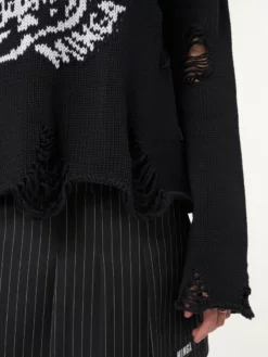 Minga London Skull Kid Black Distressed Jumper Clothing