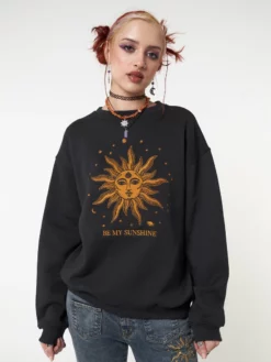 Minga London Solaris Black Embroidered Sweatshirt