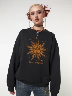 Minga London Solaris Black Embroidered Sweatshirt